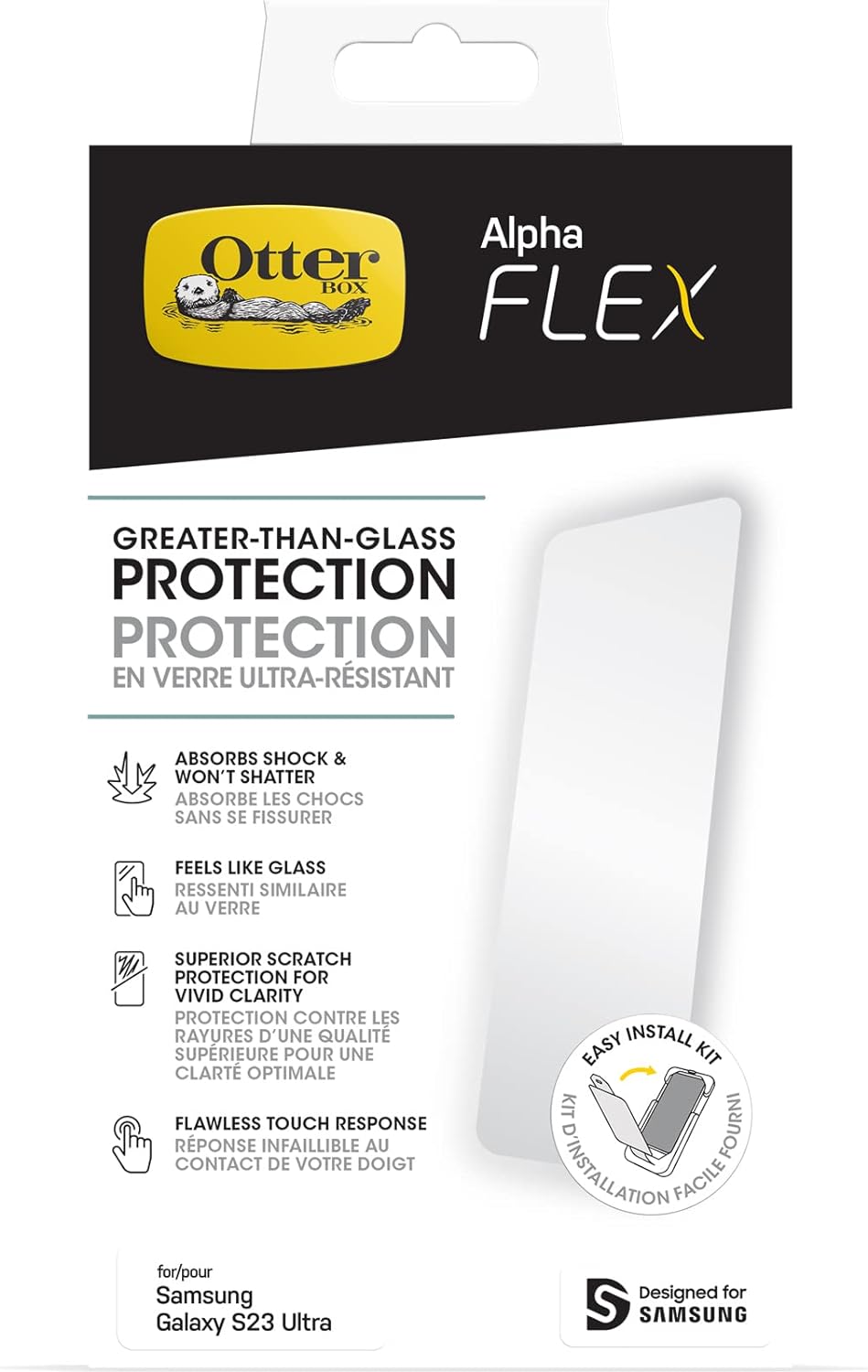 OtterBox Alpha Flex Samsung S23 Ultra Screen Protector Antibacterieel
