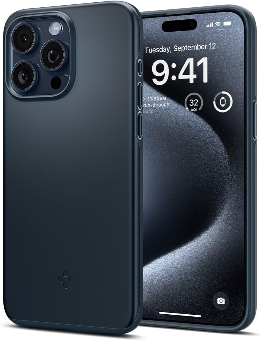 Spigen Apple iPhone 15 Pro Thin Fit Hoesje - Metal Slate