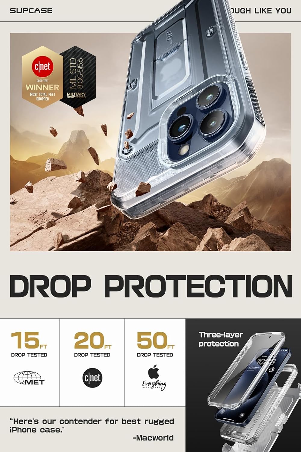 Supcase Apple iPhone 15 Pro max UB hoesje - Transparant