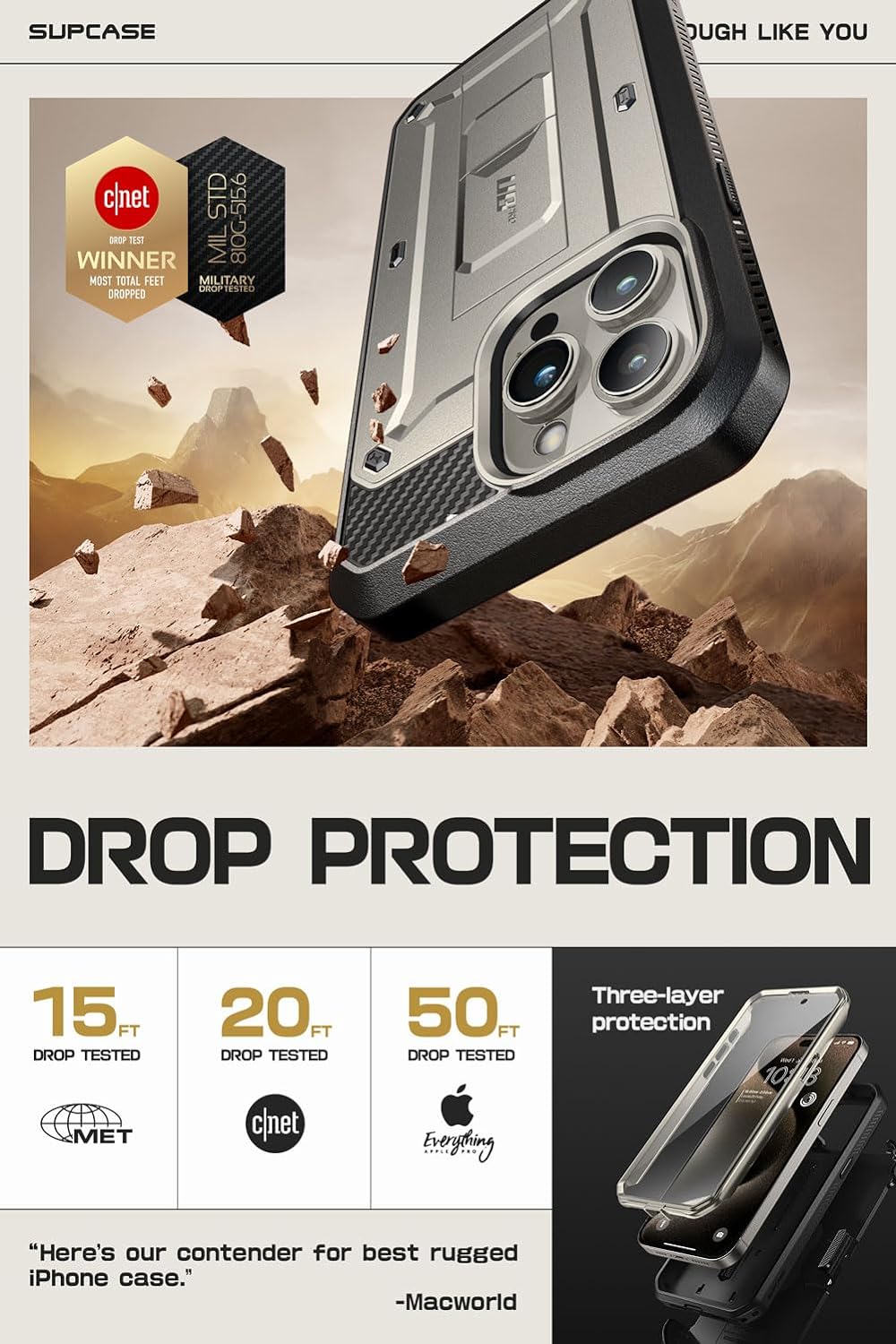 Supcase Apple iPhone 15 Pro max UB hoesje - Grijs