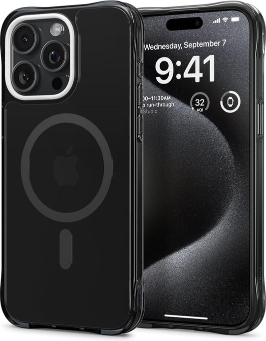 Spigen Apple iPhone 15 Pro Max Sheer Cyrill Geschikt voor Mag Hoesje - Zwart