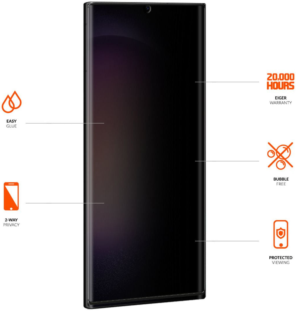 Eiger Samsung S23 Ultra Privacy Glass Case Friendly Screen Protector