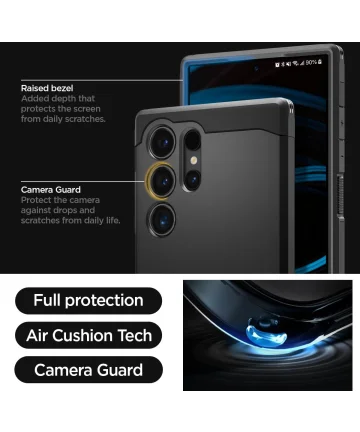 Spigen Tough Armor Samsung Galaxy S24 Ultra Hoesje Back Cover Zwart