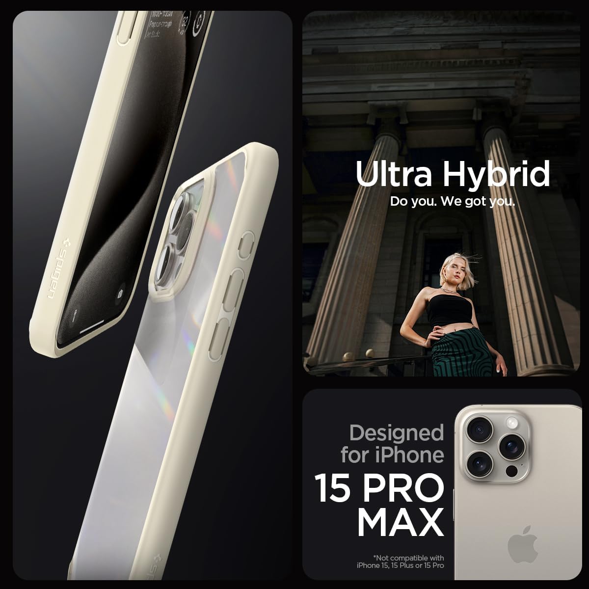 Spigen Apple iPhone 15 Pro Max Ultra Hybrid Hoesje - Beige