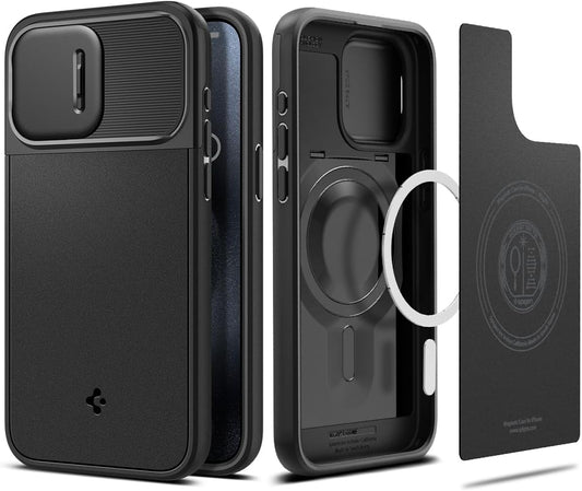 Spigen Apple iPhone 15 Pro Max Optik Armor Geschikt voor Mag hoesje - Zwart