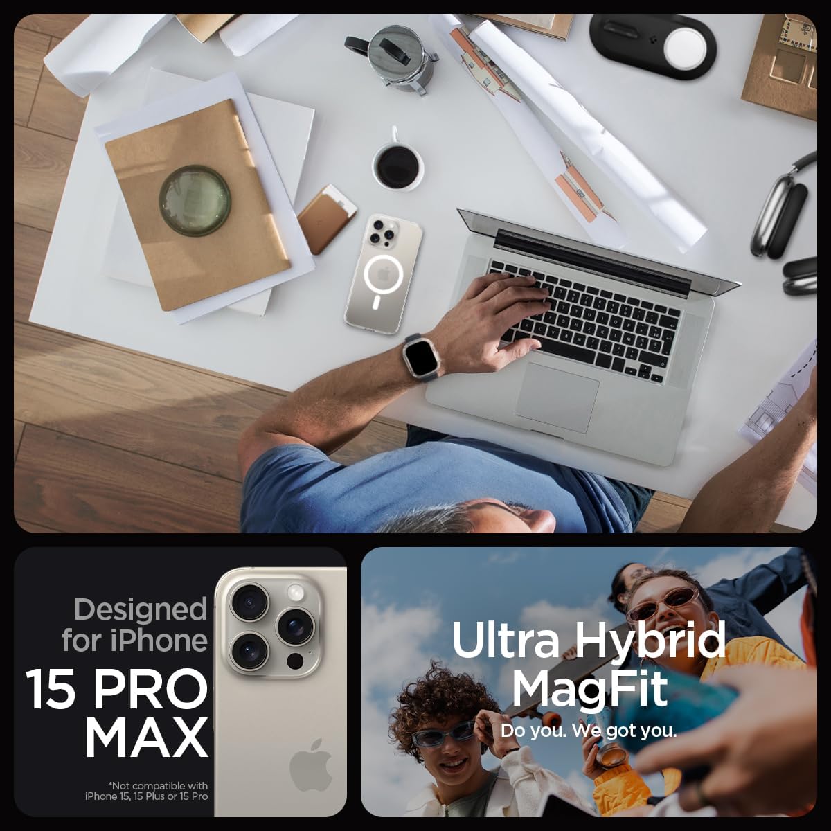 Spigen Apple iPhone 15 Pro Max Ultra Hybrid Geschikt voor Mag Hoesje - Wit