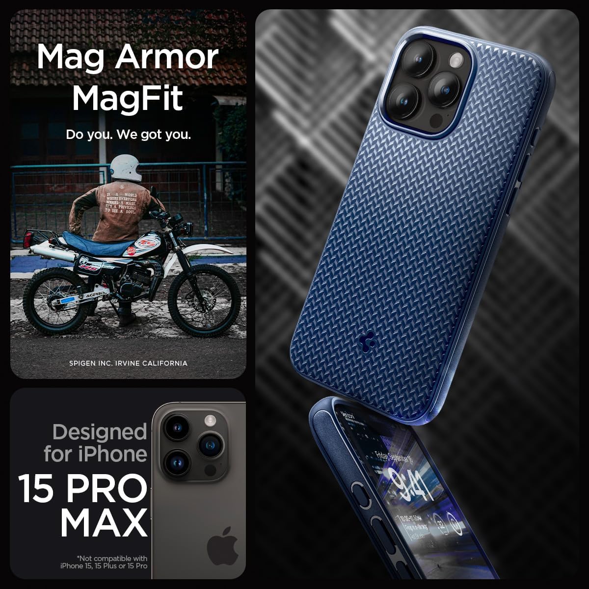 Spigen Apple iPhone 15 Pro Max Geschikt voor Mag Hoesje - Blauw