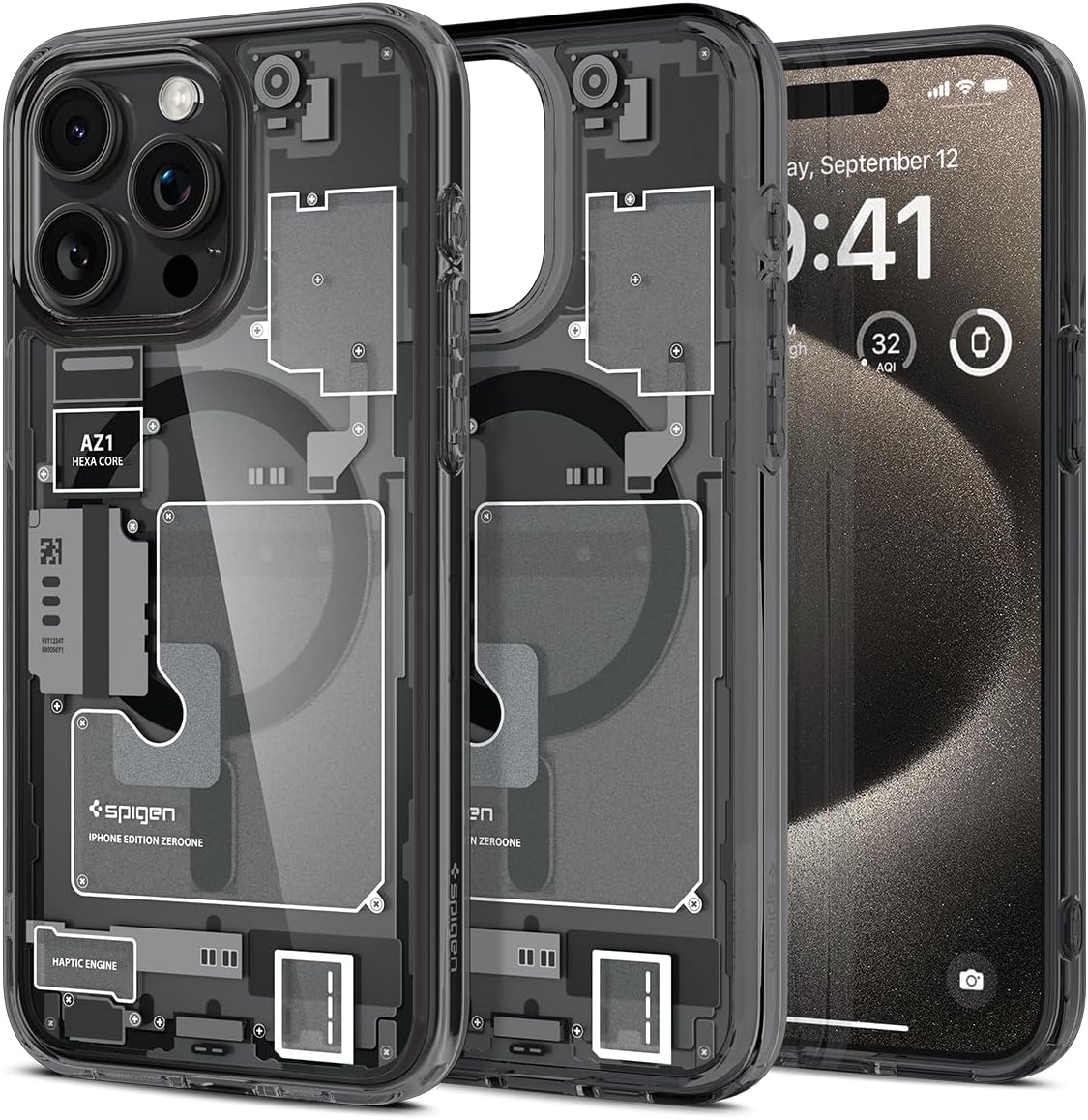 Spigen Apple iPhone 15 Pro Max Geschikt voor Mag Zero one Hoesje - Schematic Black