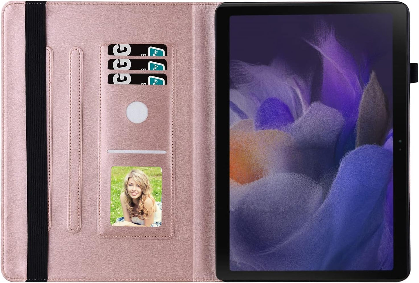 Samsung Galaxy Tab A9 Hoesje PU Lederen Cover Magnetische Met Stand Functie - Roze