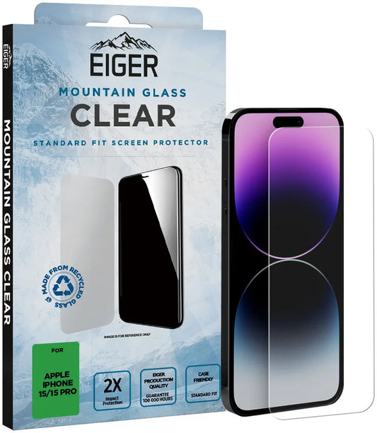 Eiger Mountain Glass Apple iPhone 15 / 15 Pro Screen Protector