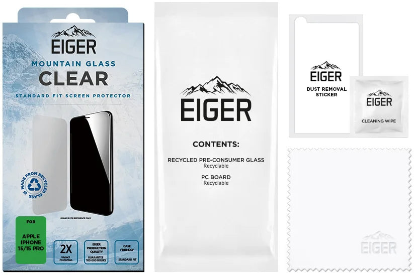 Eiger Mountain Glass Apple iPhone 15 / 15 Pro Screen Protector