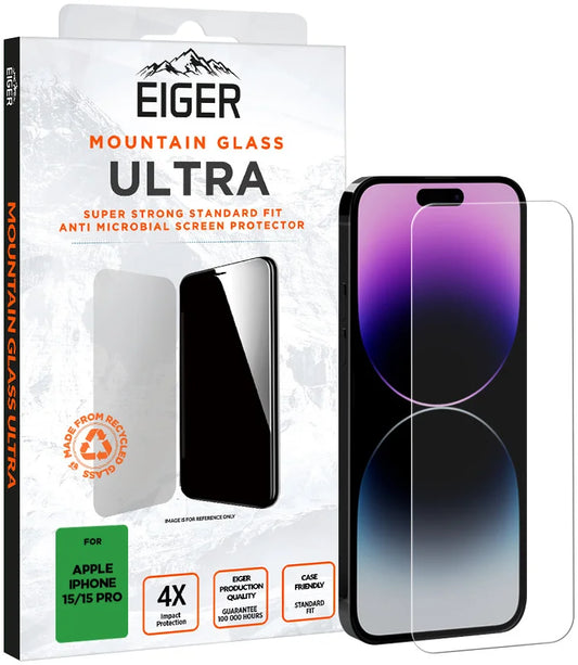 Eiger Mountain Glass ULTRA Apple iPhone 15 / 15 Pro Tempered Glass