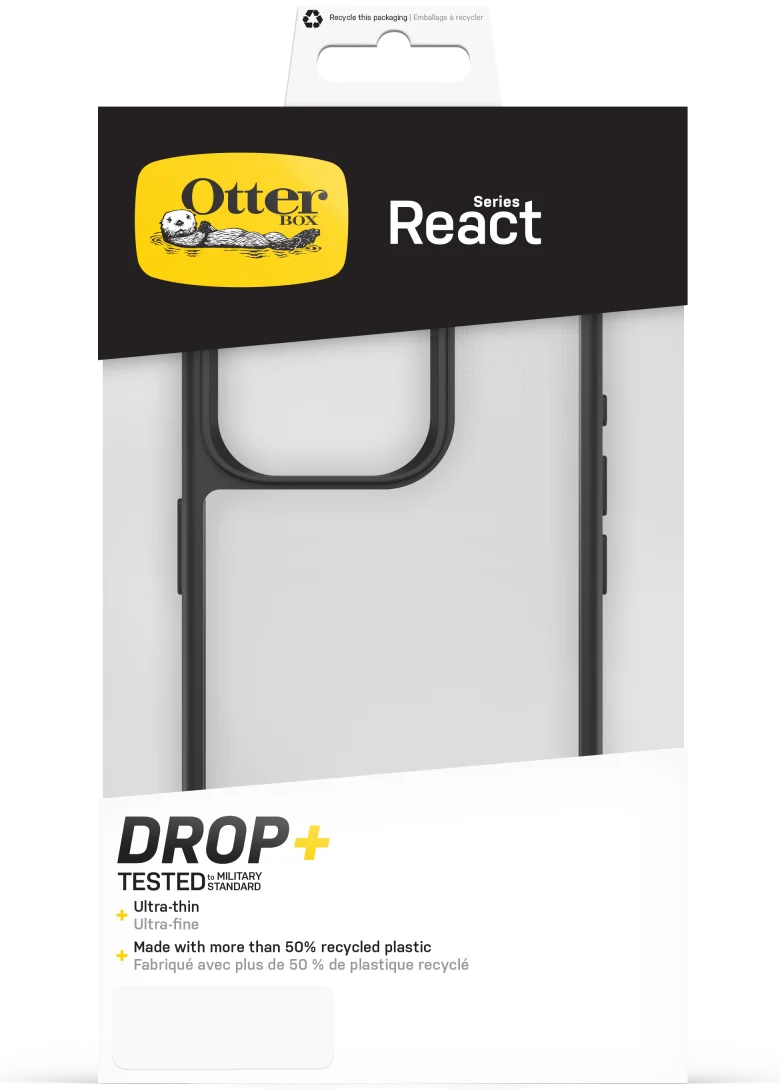 OtterBox React Apple iPhone 15 Pro Hoesje Transparant Zwart