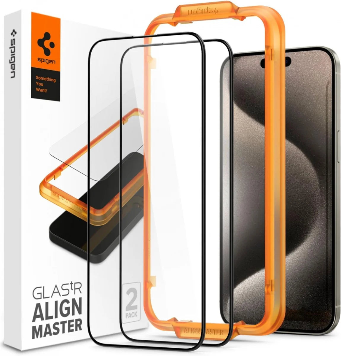 Spigen AlignMaster Apple iPhone 15 Pro Max Tempered Glass 2 Stuks